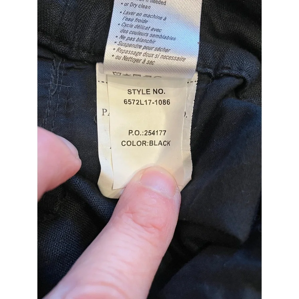 Paige Niguel Cotton Linen Wide Leg Pant Black Size 6 Preppy Boho Casual - Picture 7 of 7